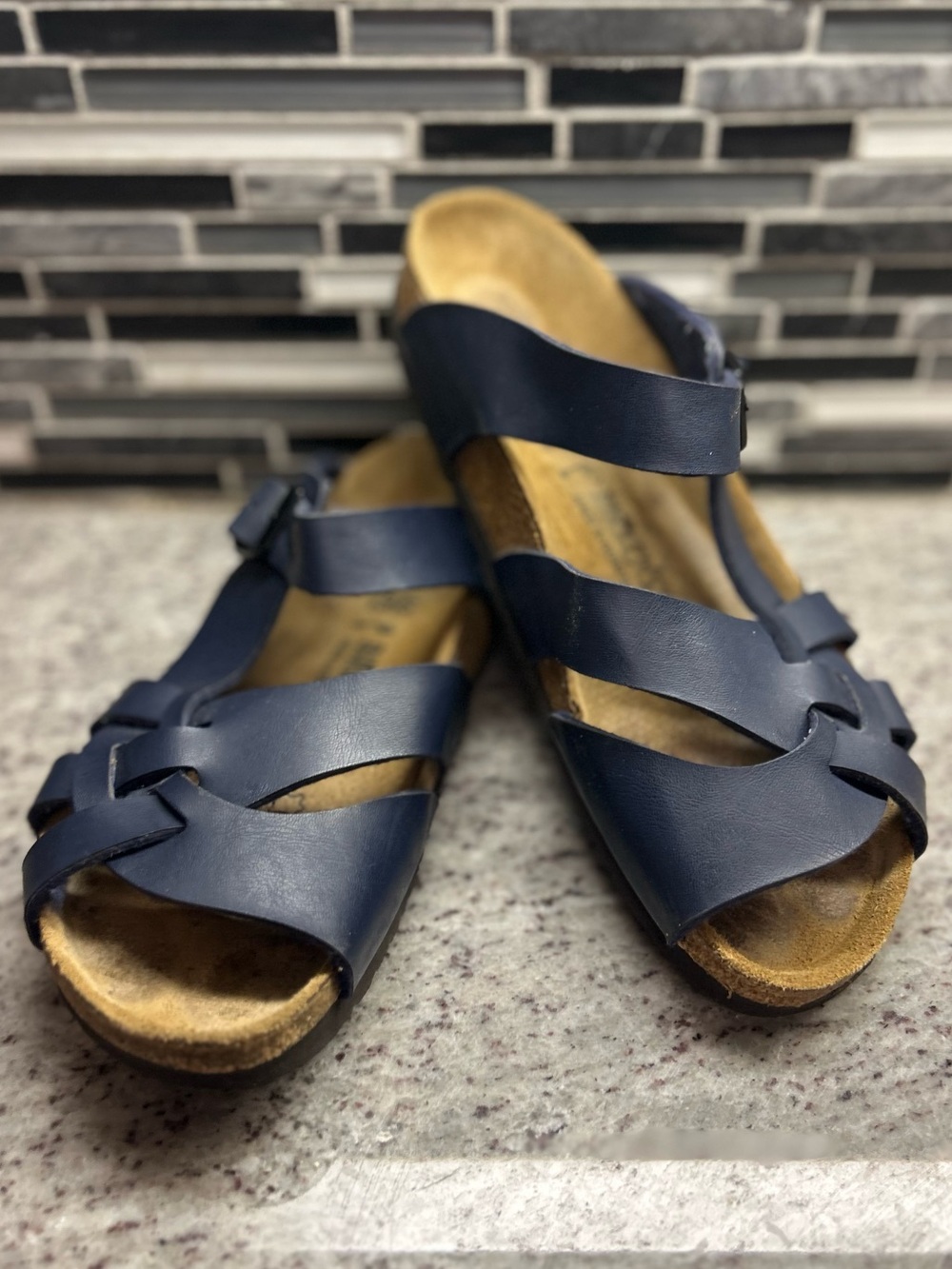 Birkenstock Pisa Navy Blue Strappy Sandals women’s 11, mens 9 narrow
